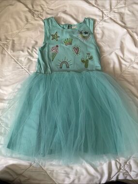 Peek Aqua Tulle Dress Costume with Embroidered Icons
